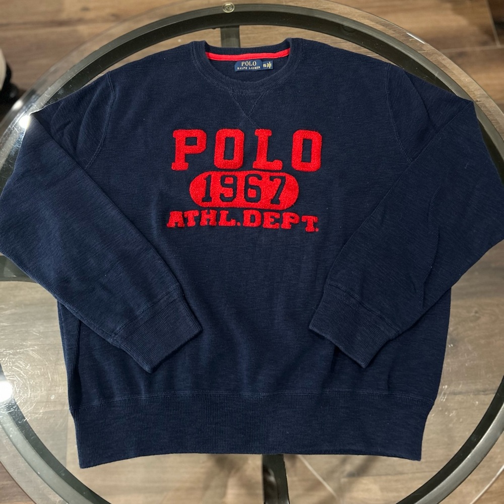Ralph Lauren Men's Crewneck Sweater in Navy and Red